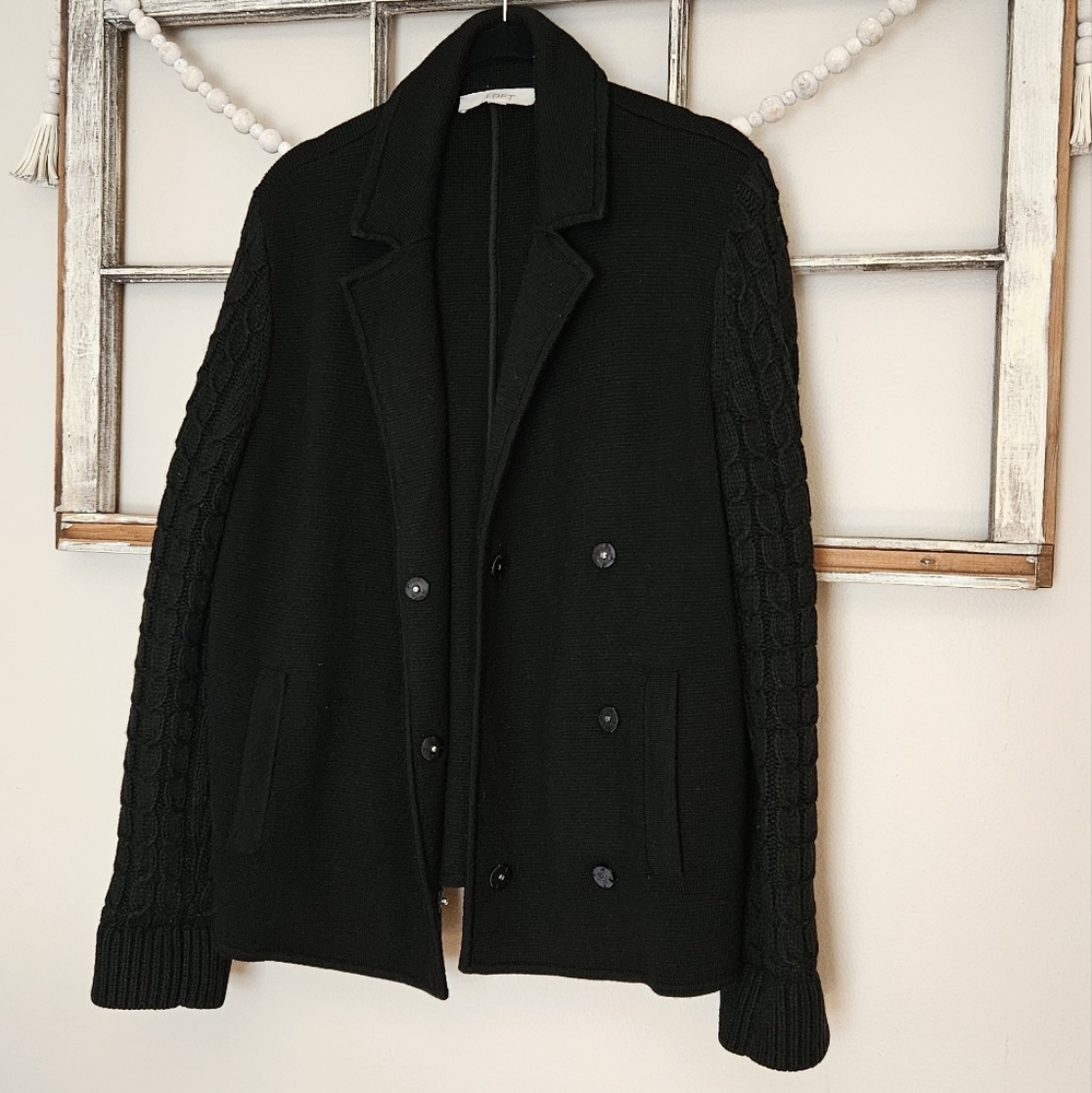 LOFT Sweater Blazer Black Size Large